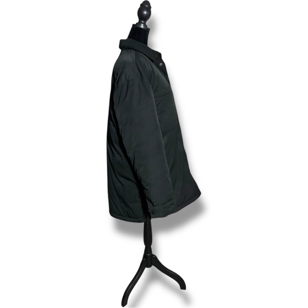 GAP Women's Charcoal Lightweight Button Down Hoodless Recycled Puffer Jacket - Picture 3 of 15